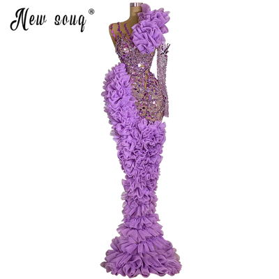 Vestidos De Fiesta Lavender Ruffles Tiered Pageant Party Gowns Women Celebrity Red Carpet Dress Aso Ebi Prom Gowns Customized