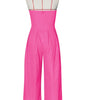 Beyprern New Chic Button Details Palazzo Jumpsuit One Piece Outfits Womens Ruched Strapless Wide Legs Jumpsuits Romper Clubwear