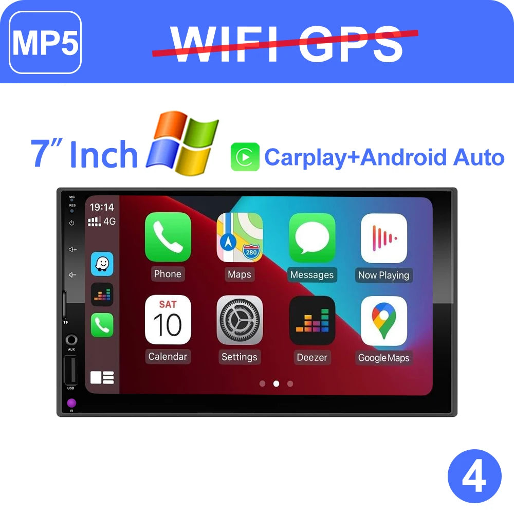 LEHX 7" 2Din MP5 Video Carplay & 4Core Android 14 Car Radio Audio Androidauto Carplay 4G GPS WIFI Automotive Multimedia Player