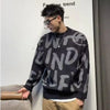 Pullover Man Letter Green Knitted Sweaters for Men Crewneck Loose Knitwear Round Collar Clothing Deals 2024 Fit Cheap Woven Top
