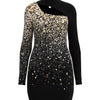 Evening Dresses for Women 2022 New Elegant Sexy Party Wedding Guest Glitter Contrast Lace Cutout Long Sleeve Bodycon Mini Dress