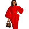 Plus Size Women African Clothes 2 Piece Set Danshiki Wedding Party Suits Ankara Trousers Puff Sleeve South Africa Outfits