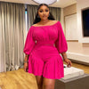 CM.YAYA Plus Size Women's Set Long Sleeve Slash Neck T-Shirt and Shorts 2025 Summer Ruched Two 2 Piece Set Outfits Tracksuit