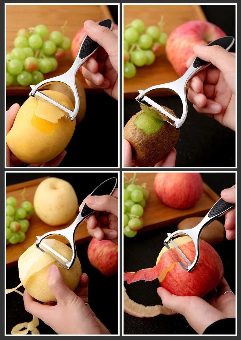 Serrated Blade/Flat Edge Peeler Potato Peeler Slicer Knife Watermelon/Melon Grater Kitchen Multi-Purpose Tool