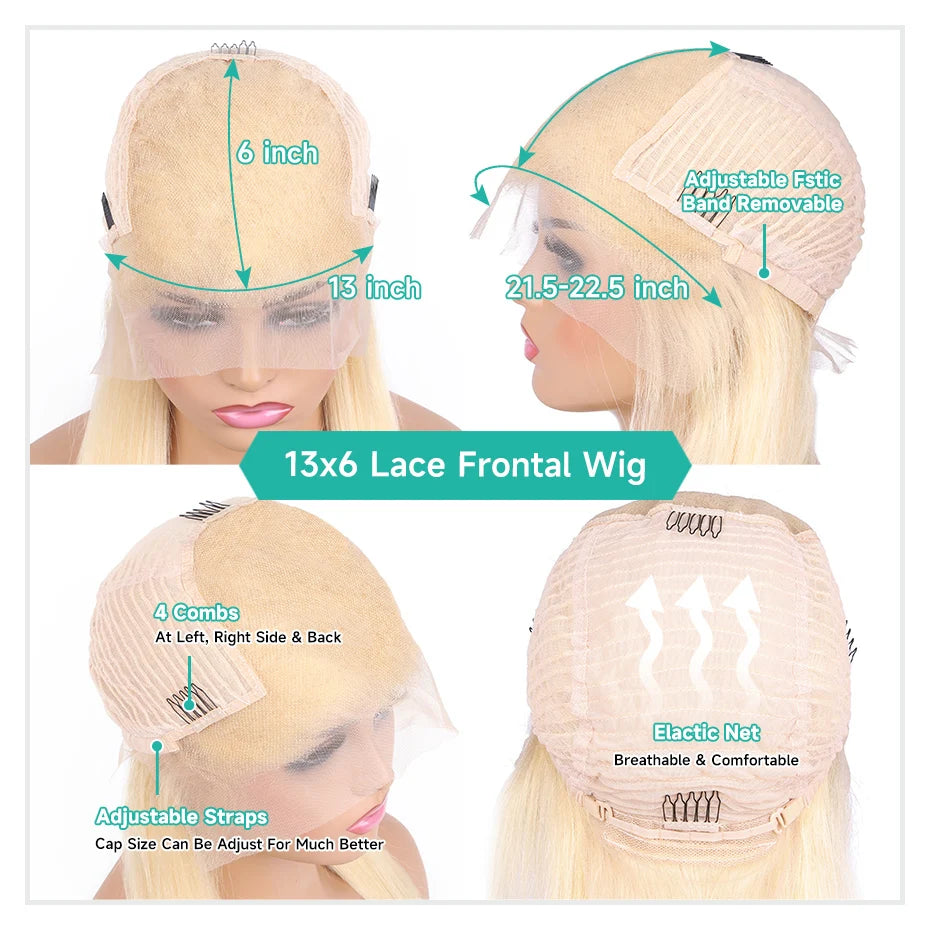 13x6 Lace Frontal Wig Brazilian Straight Human Hair Wig 2 Tone Dark Root 1B 613 Ombre Blonde Lace Front Wigs For Black Women 40"