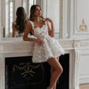 Amanda Customized White Mini Prom Dresses Flower Lace Embroidery Evening Dress Lace-up Spaghetti Strap Party vestidos de fiesta