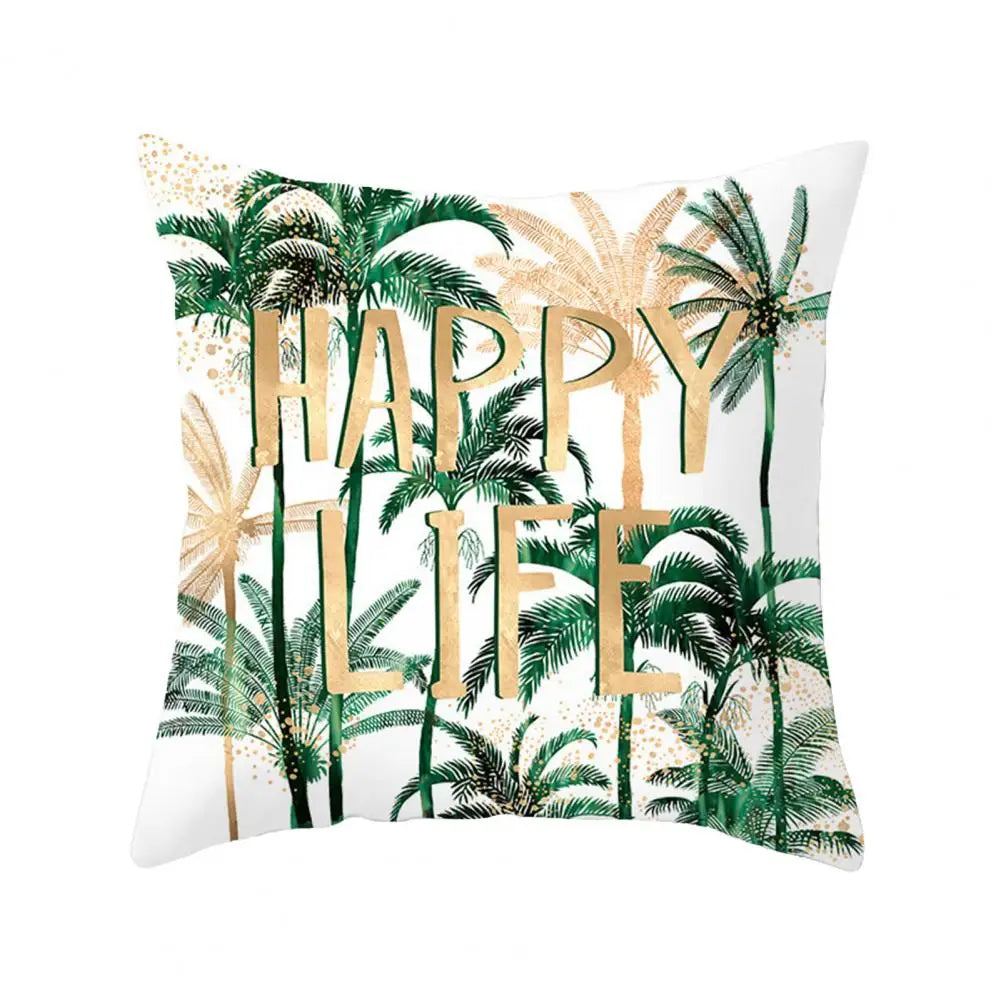 45cm Cushion Case Removable Polyester Green Plant Print Pillowcase Tropical Leaf Cactus Monstera Throw Cushion Cover Home Decor