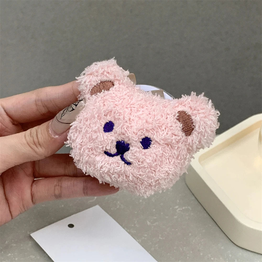 Korea 3D Cute Warm Plush Bear For Magsafe Magnetic Phone Griptok Grip Tok Stand For iPhone Wireless Charging Holder Bracket Ring