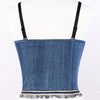 Irene Tinnie Sexy Cute Hole Cartoon Decoration Push Up Bustier Women's Denim Bralette Cropped Top Vest Plus Size
