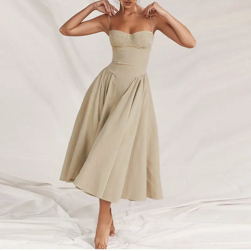 2024 Summer Sexy Spaghetti Strap Long Dresses Slim French Vintage Elegantes Style Suspender Party Dress Vestidos Robes Longues