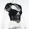 FAGADOER Sexy Lace See Through 2 Piece Sets Woman Outfit Hollow Out Crop Top + Flare Pants Female Y2K Streetwear Summer Spring