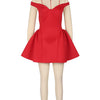 Fashion Halter A-line Deep V Off Shoulder Backless Birthday Women Red Mini Dress Sleeveless Ruched Princess Party Bodycon Robe