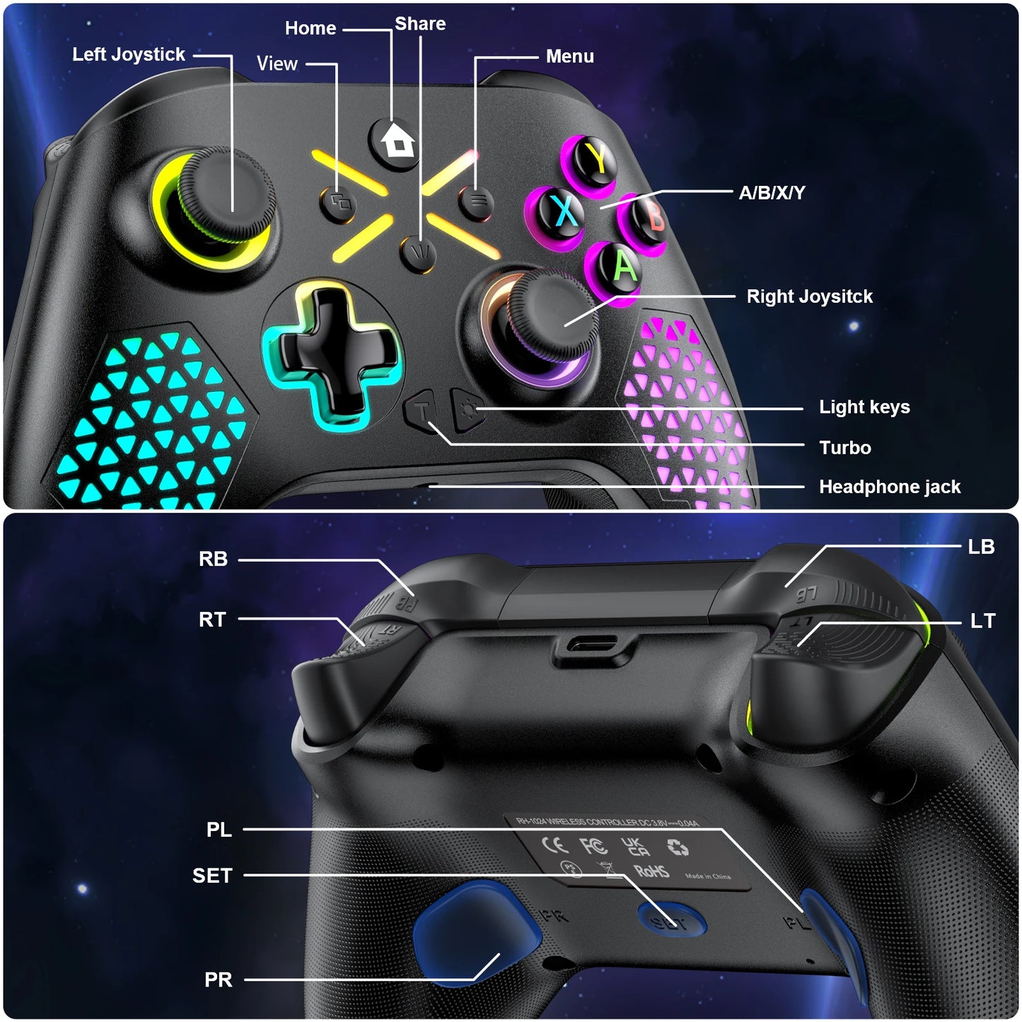 Gaming Gamepad For Xbox Series X,S,Xbox One Controle PC With 650mah Battery Wireless Controller Multi-Function Joystick