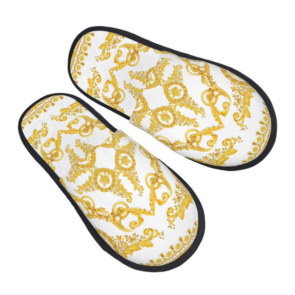 Custom Queen Of Absolutely Everything Gold Baroque Soft Memory Foam House Slippers Women Comfy Warm Anti-skid Sole Slipper