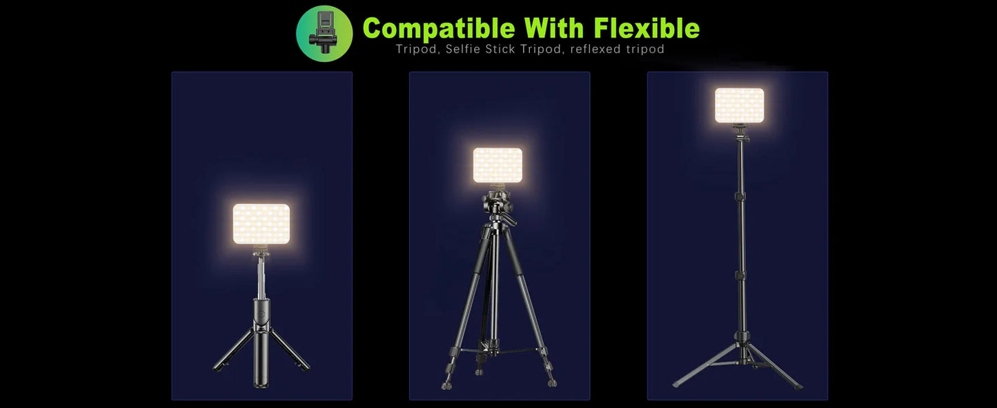 LED Selfie Light 60 High-quality LED Beads 2200mAh Rechargeable CRI 97+, 7 Light Modes Portable on Light for Phone/Tablet/Laptop