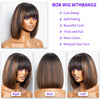 250% Density Straight Bob Wig Human Hair  Wigs with Bangs 2x1 Closure HD Lace Layered Cut Wig Bob Short Wigs Minimalism