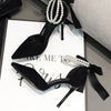Comemore 2024 Summer  Bow Black High Heel Sandals Lace-up Solid Ladies Shoes Fashion Thin Heels Buckle Women's Sandals banquet
