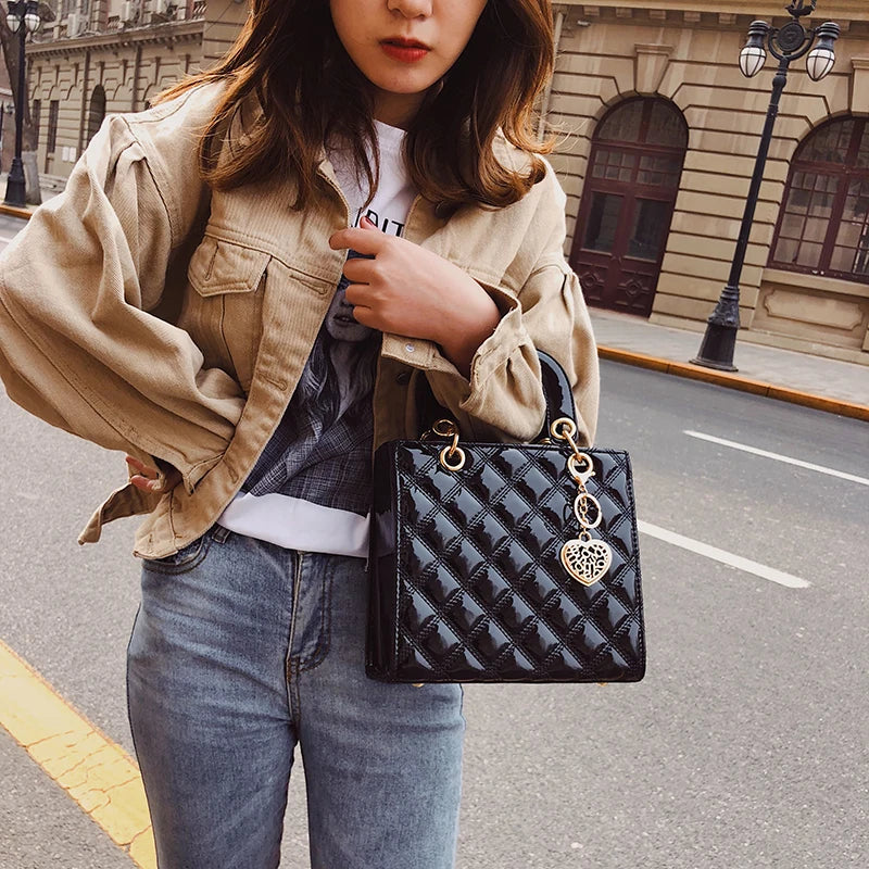 Diamond Stripe Women Handbag Female Luxury Designer Crossbody Bag High Quality Leather Shoulder Bag Clutch Purse Brand Tote Bags