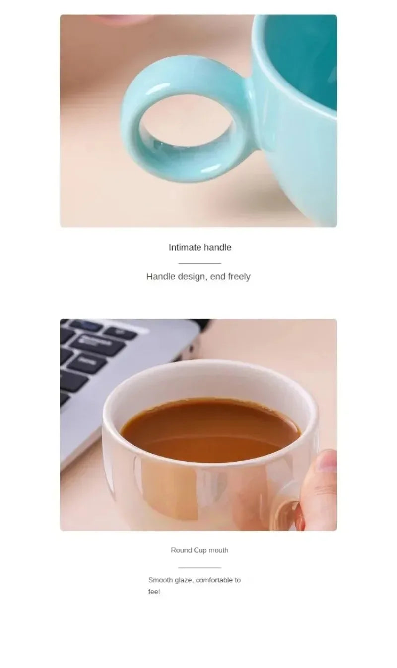 6oz Sunflower Coffee Mug Aesthetic Ceramic Cloud Cup Decorative Saucer Afternoon Tea Water Cup Office Decor Home Mug Drinkware