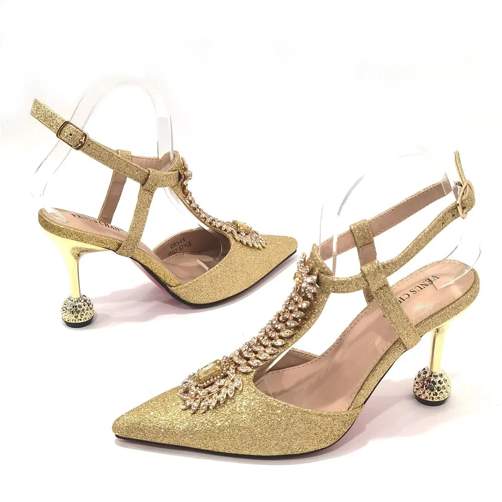 Spot Goods Red Color 2024 New Arrival Special Design Women Party Shoes Matching Bag Set For Luxury Wedding Party Women