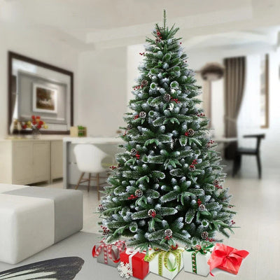 120-300cm Christmas Tree Encrypted PVC Pine Needles Glued White Pine Cones Christmas Tree for Christmas Decoration Ornament