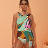 Printed Bikini Set With Cover Up V-Neck Shoulder Ruffled Swimwear High Waist Biquini Sexy Swimsuit Women 2024 Bathsuit Beachwear