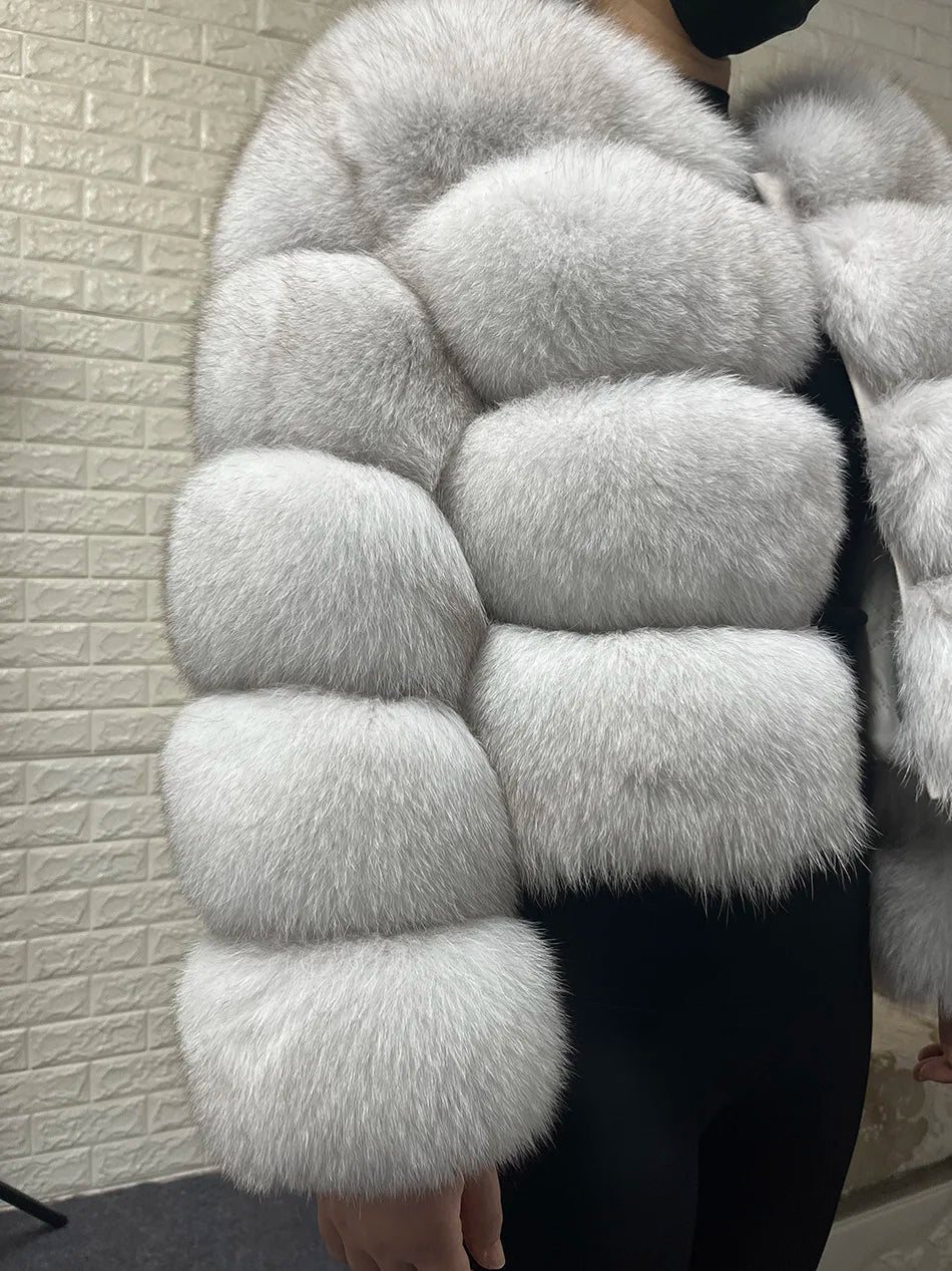 2025 MAOMAOKONG Natural Real Fox Fur Coat Women Winter Long Sleeve Luxury Raccoon Fur Jackets Thick Top Female Furry Coat Vest