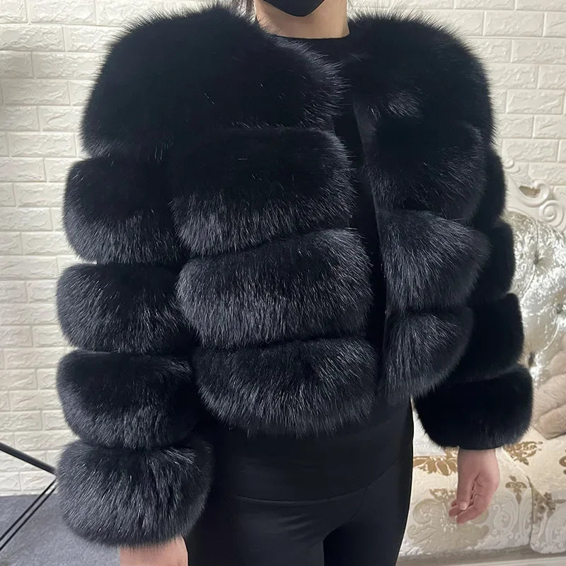 2025 MAOMAOKONG Natural Real Fox Fur Coat Women Winter Long Sleeve Luxury Raccoon Fur Jackets Thick Top Female Furry Coat Vest