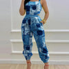 New Summer Fashion Printed Sleeveless Jumpsuit Sexy Hollow Backless Lace Up Long Jumpsuits Elegant Casual Jumpsuit With Pocket