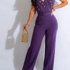 Women Jumpsuits Sexy One Piece Sleeveless Slim Fit Overalls Backless Wide Leg Long Pants Tight Waist Belt Rompers Elegant Splice
