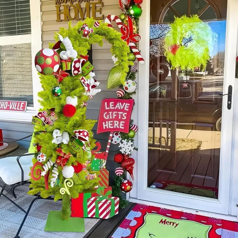 Artificial Christmas Tree PVC Material Crooked Neck Santa Hat Shape Christmas Tree 90cm/150cm Christmas Family Party Decorations