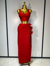 Summer New 2025 Women Sexy Flower Black Red Bandage Two Piece Set Celebrity Evening Party Skirt Suits Luxury Birthday Outfit