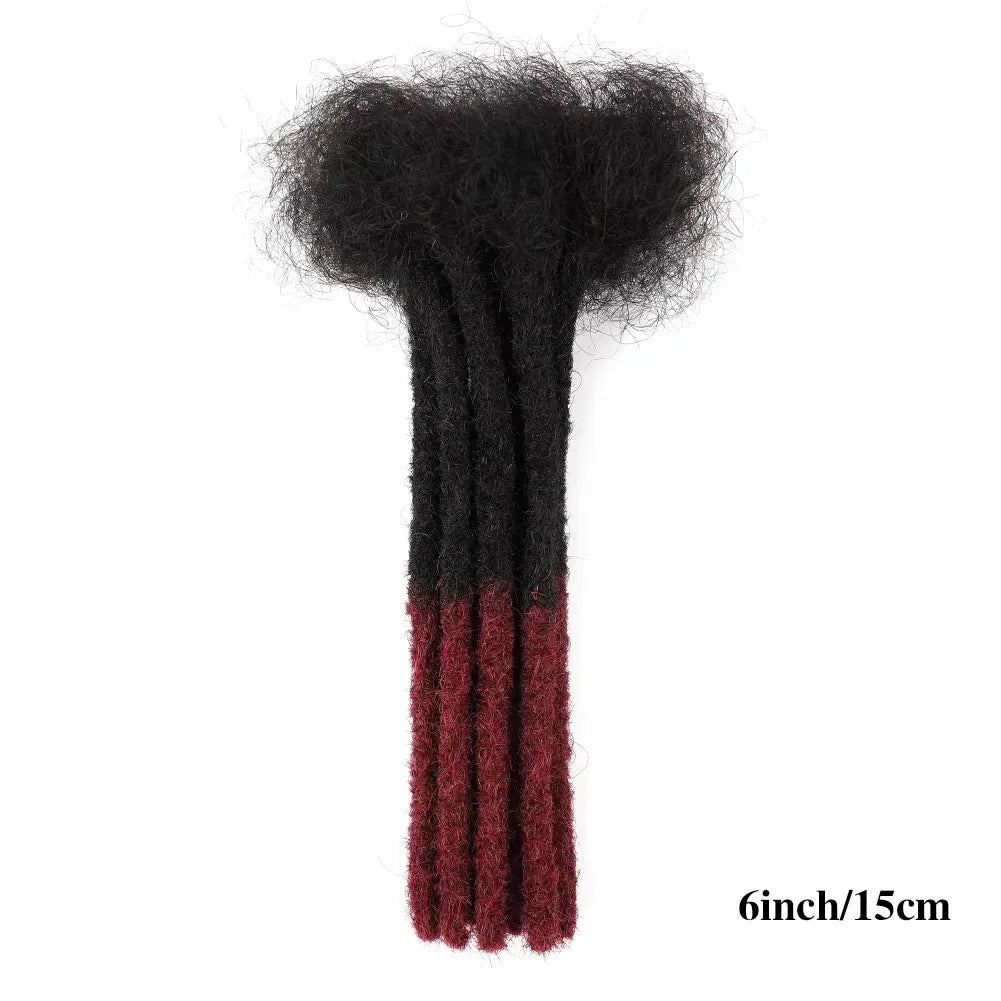 0.6cm Thickness 6-24 Inches 10 Stands Pacs Dreadlocks Human Hair Extensions for Women Ombre Brown Loc Extension can be Dyed