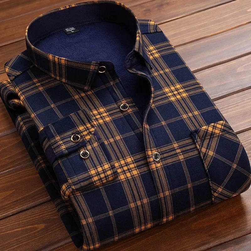 High Quality Men's Clothing 2024 Men Long Sleeve Thick Warm Shirt Tops Fashion Men Print Handsome Versatile Shirts Formal Shirts