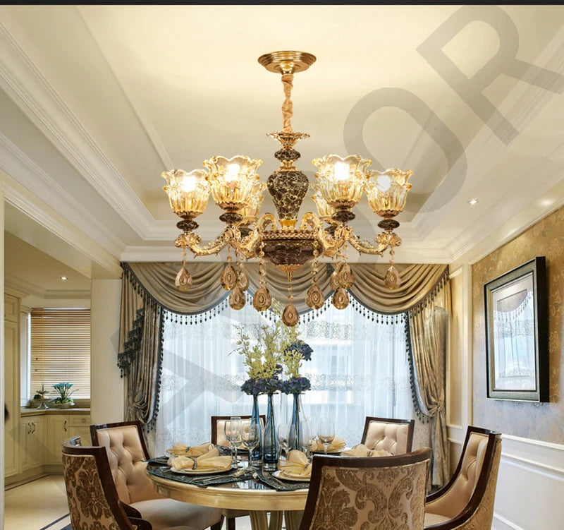 Chandelier Living Room Grand Luxury Crystal Lamp Dining Room Bedroom Decoration French Retro Chandelier Lighting Fixtures