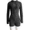 Women's Knitted Ribbed Cargo Pocket Playsuits with Hooded Long Sleeve Top Outfits Jumpsuits Shorts Overalls Birthday Clubwear