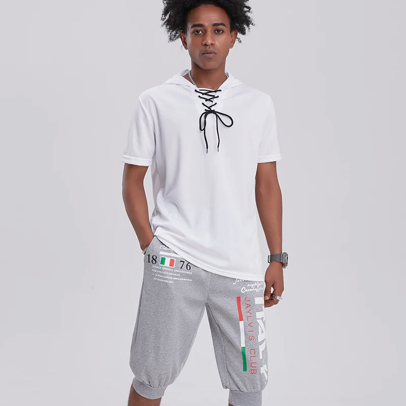 Mens Summer Shorts Elastic Drawstring Waist Lightweight Breathable Quick-Dry Sports Cropped Pants for Basketball Fitness Running