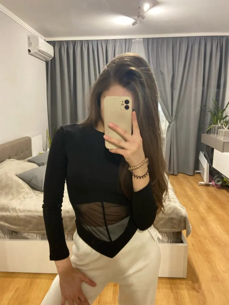Summer Women T Shirt Girls T-Shirt Woman Clothes Long Sleeve Tops Spring Black Slim Tshirt Female Crop Top Tee Sexy Skinny Y2k