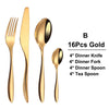 6/16/20/24Pcs Gold Tableware Stainless Steel 304 Cutlery Set Western Dinner Set Mirror Knife Fork Spoon Smooth Handle Flatware