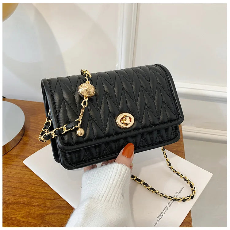 New Fashion Women's Shoulder Bag Simple Chain Texture Small Square Bag Light Luxury Party Crossbody Bag Purses and Handbags
