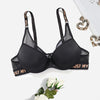 BEAUWEAR Thick Pad Push Up Bra with wire for Small Chest Women Letter Print Mesh Underwear Breathable 75B 80B 85B 90B