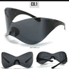 Oversized Futuristic Shield Sunglasses for Women Men Fashion Silver Mask Visor Sun Glasses Female Punk Y2K Eyeglasses