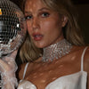 Sparkling Tassel Necklace Luxury Chain Rhinestone Mesh Female Boho Short Crystal Choker Neckband Chunky Necklace Wedding Jewelry