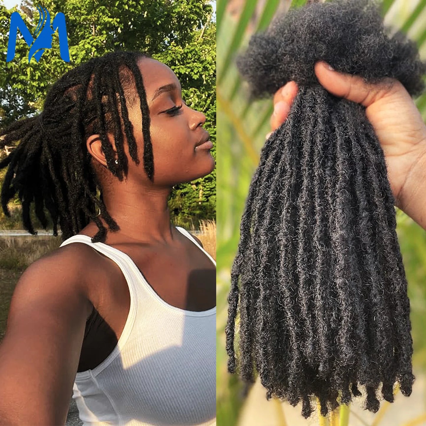 Dreadlock Extension Human Hair 0.6cm Thickness 8 Inch Full Handmade Permanent Locs Can Be Dyed and Bleached for Women Men