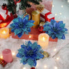 Silver Glitter Christmas Flowers Silver Xmas Tree Artifical Flower Ornaments Merry Christmas Decoration For Home Party New Year