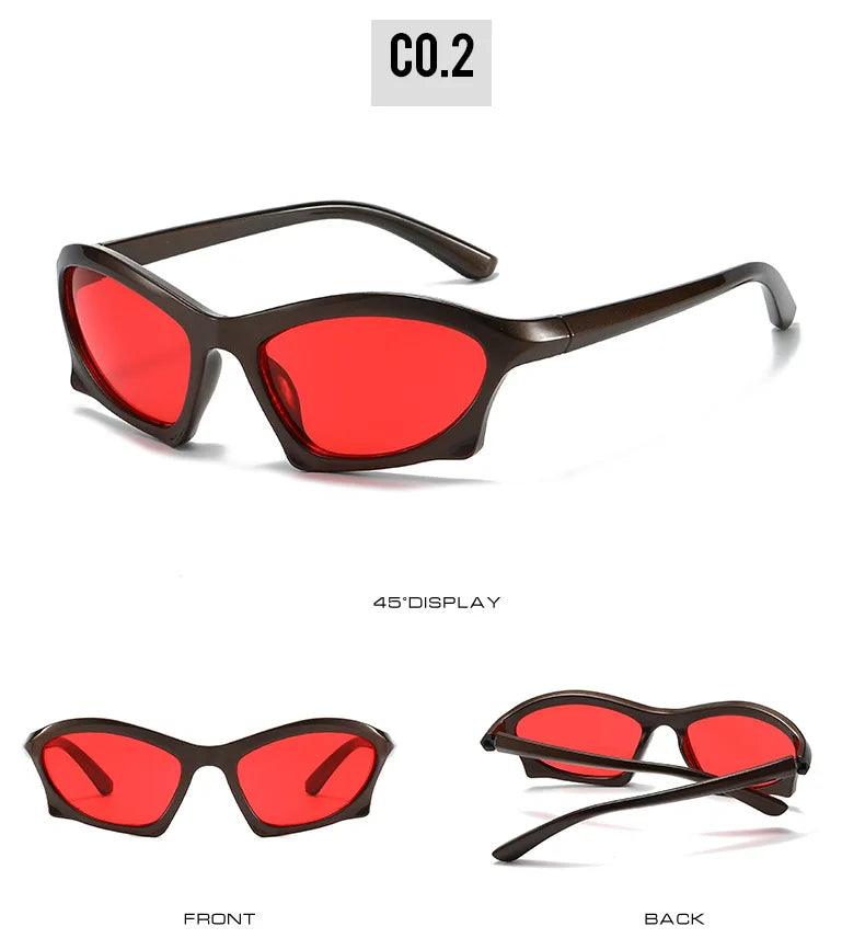Retro Sports Sunglasses Geometric Trend Steampunk Glasses Sports Vintage Punk Shade Sunglasses UV400 Women Men Eyewear