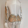 New Sequins Jumpsuit White Stretch Pole Dance Costume Drag Queen Outfit Singer Dancer Performance Wear Adult Clubwear Jumpsuit