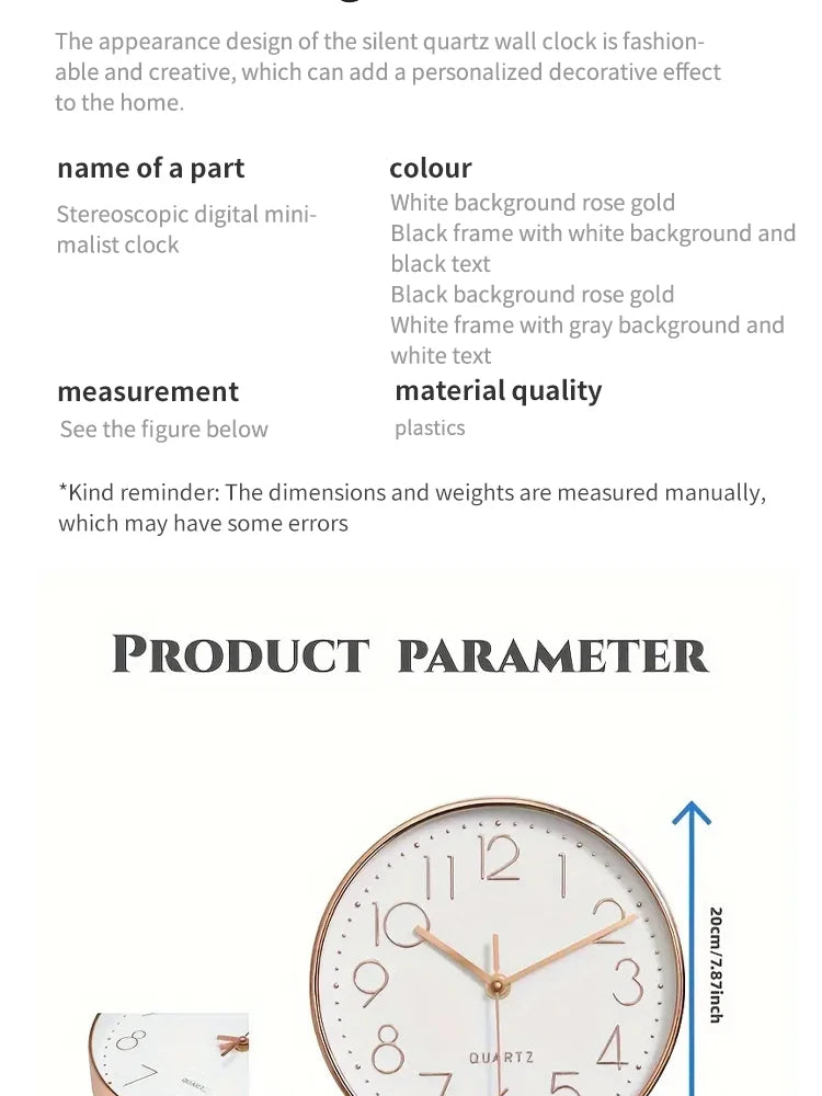 8 Inch Mute Wall Clock Simple Digital Wall Clock Home Decorations Cubic Digital Clock Quartz Wall Clock