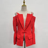 TWOTWINSTYLE Solid Designer Slimming Blazers For Women Slash Neck Long Sleeve Off Shoulder Temperament Coats Female Fashion New