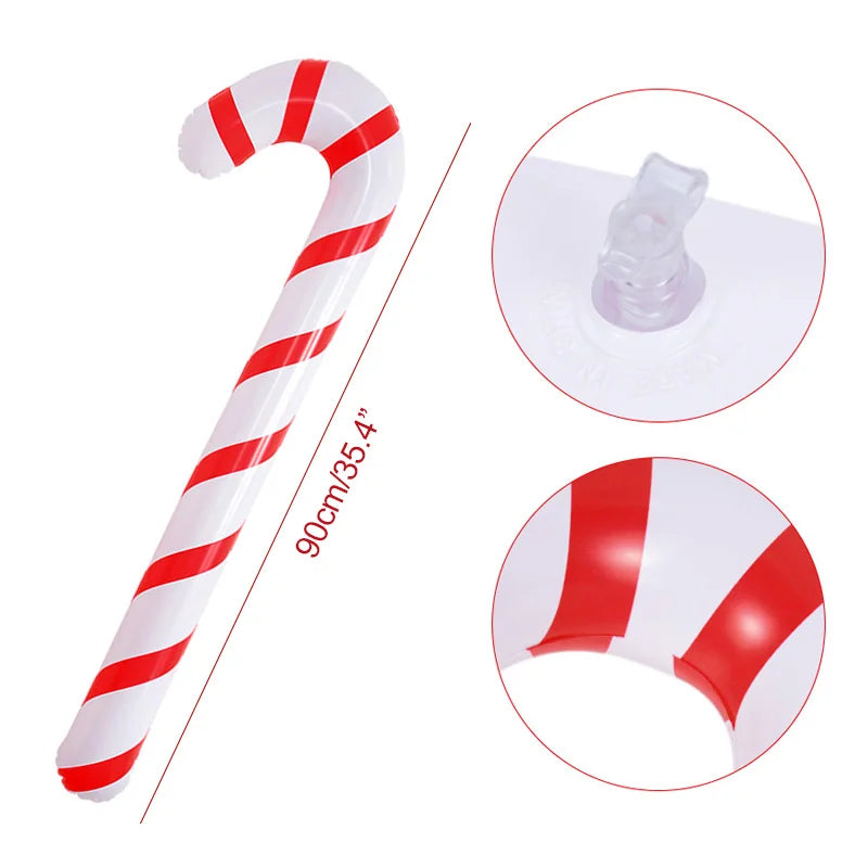 90cm Inflatable Christmas Candy Cane Balloon Walking Sticks 2023 Xmas Decoration for Home 2024 New Year Party Supplies Kids Gift